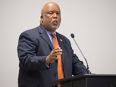 U.S. Rep. Bennie Thompson speaks during the facility's ribbon cutting August 29