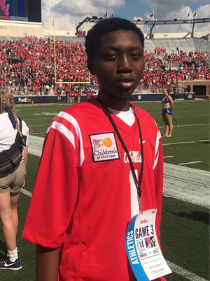 Sports fan Fred Johnson of Indianola represented Batson Children's Hospital Saturday at the Ole Miss win against Vanderbilt.