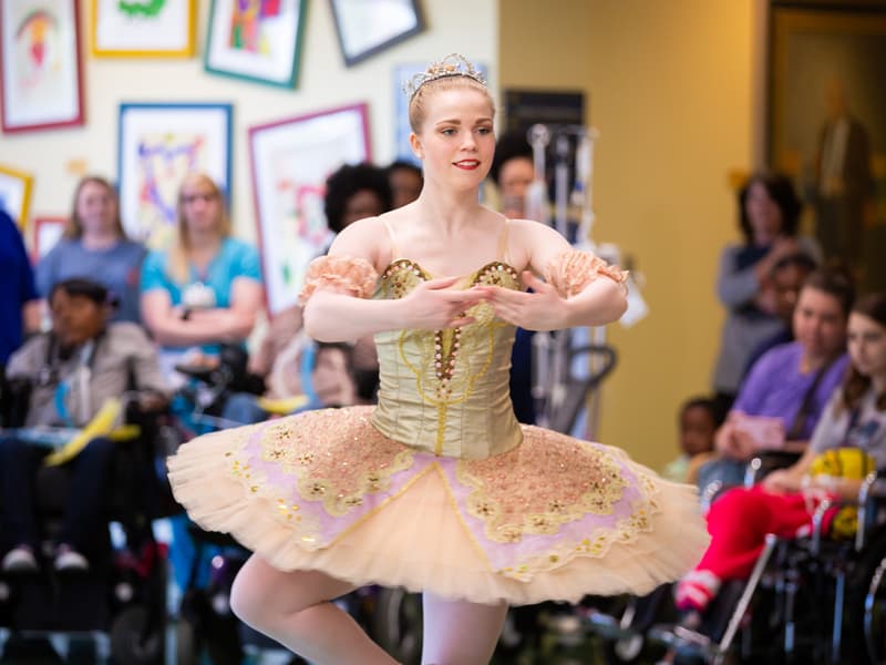 Mississippi Metropolitan Ballet dancer Taylor Binkley of Brandon is captured mid-pirouette. Hospital school and child life staff are working to add performing arts to learning programs at Batson.