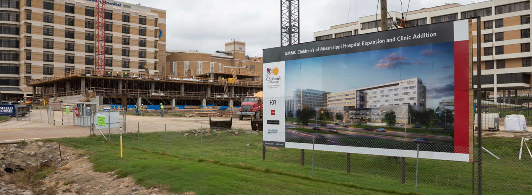 A sign shows how the pediatric expansion at UMMC will look when finished.