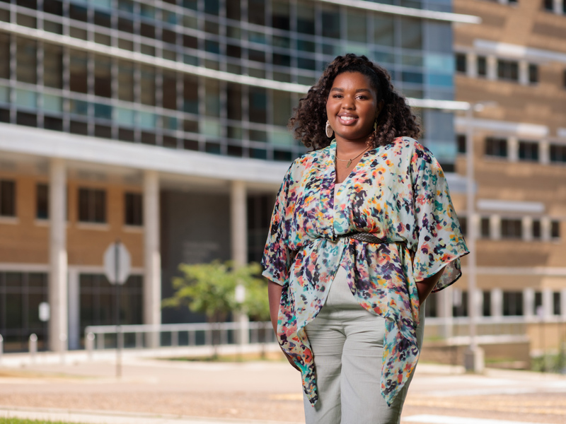 Quest Whalen, a 2021 graduate of the John D. Bower School of Population Health, is committed to serving her community and using math as a force for good. She is now pursuing a PhD in biostatistics and data science at UMMC.
