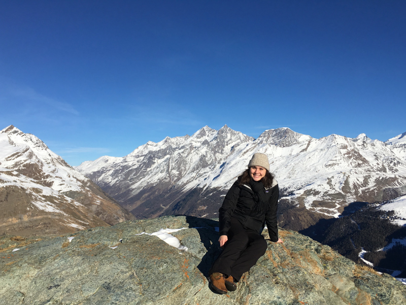 As a Croft Institute scholar, Wicks did a year of study abroad, in 2016, in Switzerland. Here, she takes a break in the southern Swiss town of Zermatt, which is overlooked by the Matterhorn. Wicks actually studied somewhat north of there, in Fribourg.