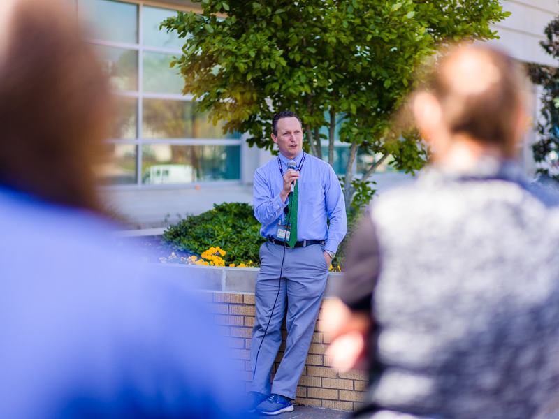 Dr. Josh Mann, chair of the Department of Preventive Medicine, encourages UMMC employees to make walking a healthy habit. Lindsay McMurtray/ UMMC Communucations