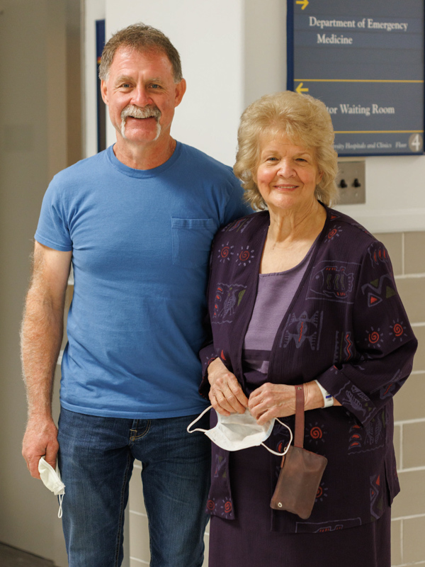 Elizabeth King and her son Rodney King traveled from Lucedale to UMMC in Jackson for Elizabeth King's outpatient procedure to receive a silicone stent that will help open her airway. Joe Ellis/ UMMC Communications 
