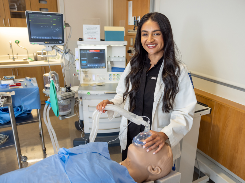 Ruhi Randhawa, who was accepted for a residency in anesthesiology at UMMC, will soon apply her skills to live patients. Jay Ferchaud/ UMMC Communications