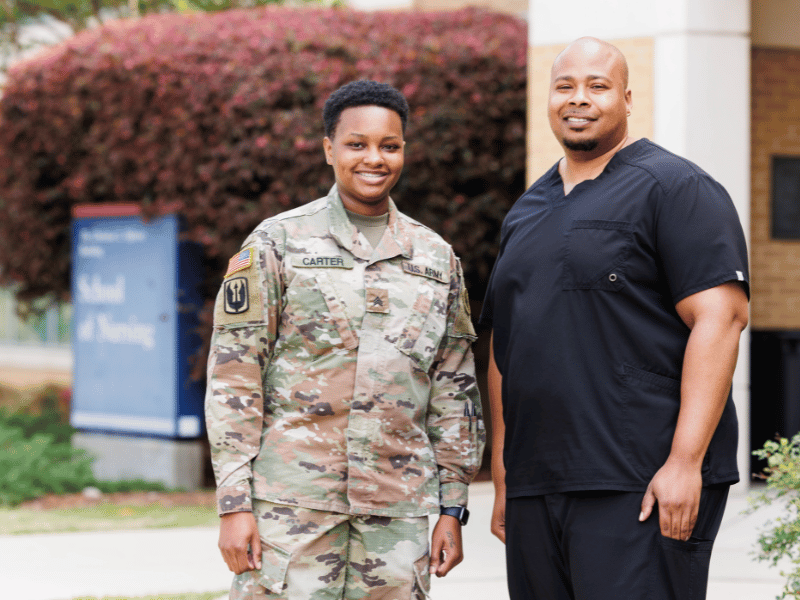 School of Nursing BSN degree candidates Raven Carter and Kevin Haynes plan to serve their community as registered nurses.