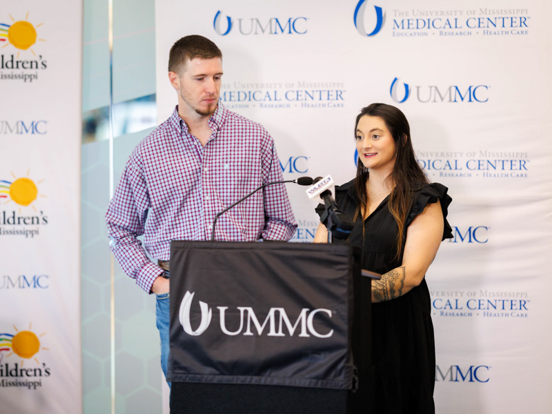 Tyler and Ashley Meyers of Laurel share news of the birth of their quintuplets at the University of Mississippi Medical Center.