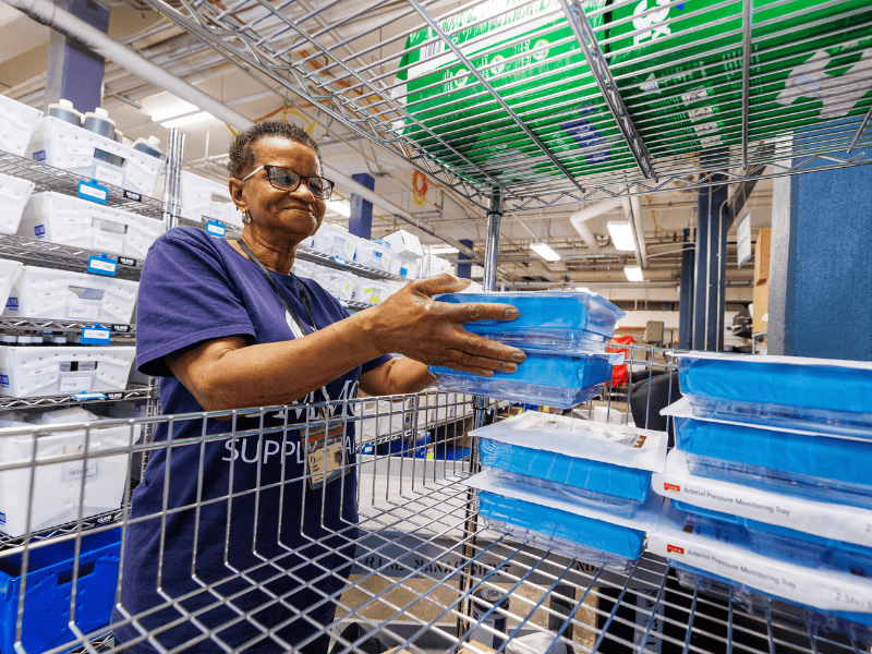 Supply tech Linda Bennett has been on the job at UMMC for 30 years full time and 15 years part time.