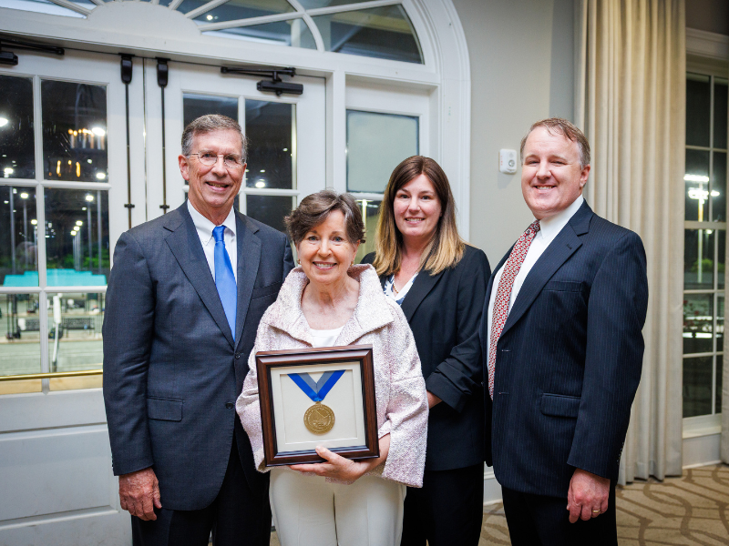 From left, Dr. Martin Tucker with Martin Family, Dr. Gloria Howard Martin; Rachel Butler; and Brent Martin at the endowed chair ceremony.
