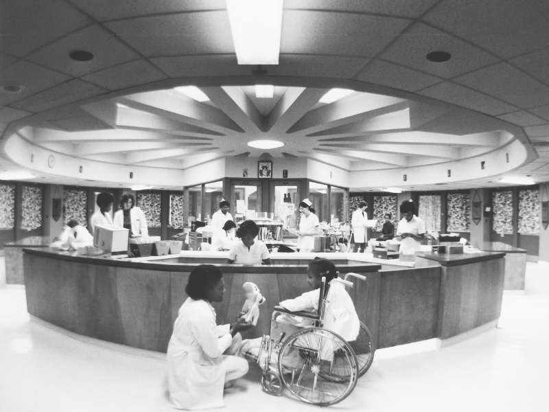 In 1974, pediatric patients received care in UMMC's first children's hospital, built in 1968.