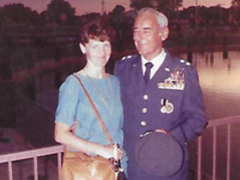 Betty and Rex Dettre in Shreveport, Louisiana, in June 1988, on the day that Maj. Gen. Dettre was awarded the Prisoner of War Medal.