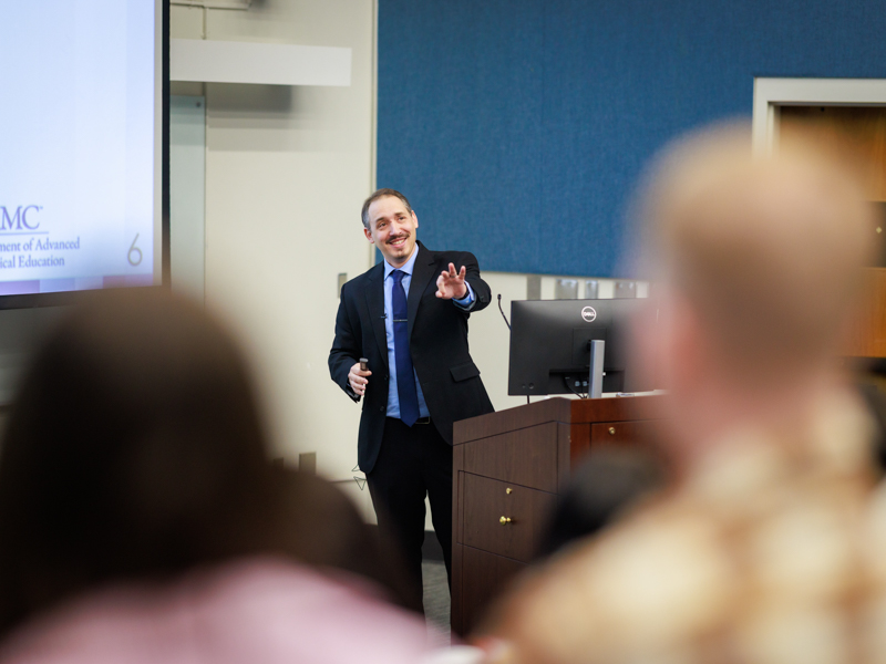 With humor and energy, Dr. Nathan Tullos engages the audience during UMMC’s Last Lecture, blending personal stories with lessons on purpose and perseverance.