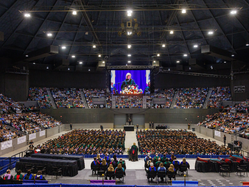 Graduating students representing six schools across the academic health sciences assembled inside the Mississippi Coliseum for UMMC's 70th commencement.
