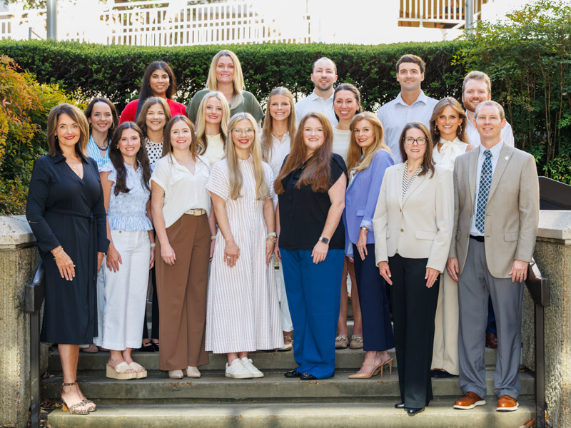 The first cohort of the CRNA program at the School of Nursing. Back row, from left, Joya Johnson, Rachel Franklin, Alan Gray, Hunter Patterson, Matthew Burnham; middle row from left, Anna Grace Putnam, Lillie Mckay, Kylie Hawkins, Katie Fisher, Reagan Bryant, Mabry Mayfield; front row, from left, Mary Jane Collins (faculty), Abbie Hanna, Brittany Wall, Clair Shirley, Katie Shelton, Whitney Noble , Julie Bonom (faculty) and Jonathan Vaughn (faculty).