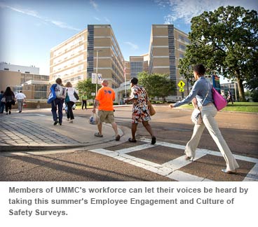 Members of UMMC's workforce can let their voices be heard by taking this summer's Employee Engagement and Culture of Safety Surveys,