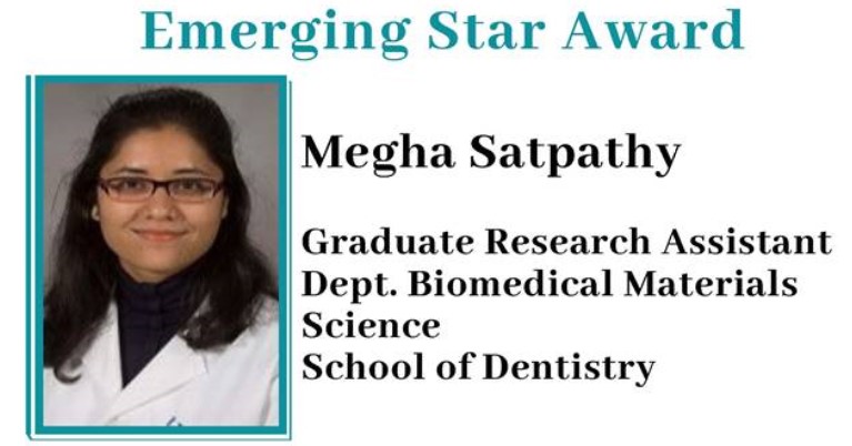 Megha Satpathy was awarded the 2021 GWIMS Emerging Star award! This award acknowledges a female UMMC student, resident, or fellow who has achieved significant academic accomplishments. Congratulations Megha!