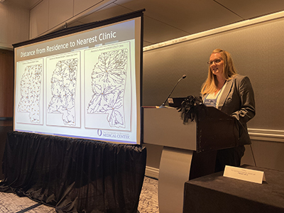 Dr. Katie Hall presents on the distance to care during the STRIDES Study and the follow-up research at the 2022 State of the Science Congress on Nursing Research in D.C.